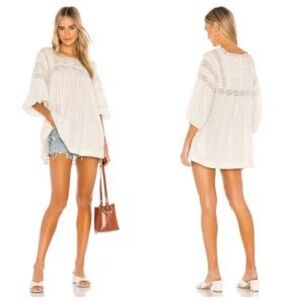 Free People Azalea Lace Tunic in Ivory Size L